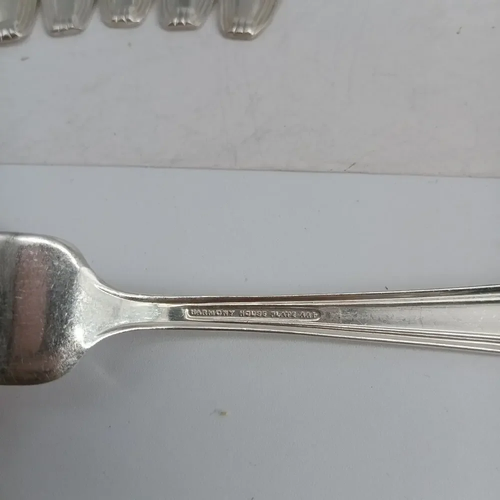 8X DF Harmony House by Wallace Serenade Silverplate Flatware Dinner Forks Vtg
